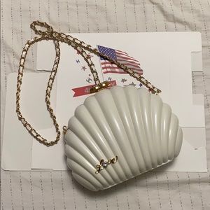 Chanel Shell Bag on chain.